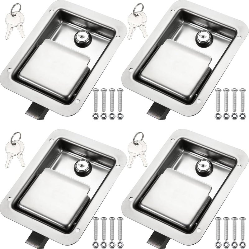 Loclink Truck Tool Box Lock Replacement kit with Keys, Stainless Steel Locking Paddle Latch for Truck Bed Toolbox Handle, Trailer Door, RV, Camper, ATV, UTV, 5.85" L x 4.25" W, 4PC - Image 1
